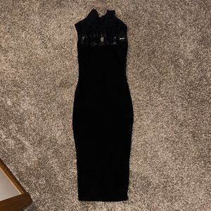 mock neck midi dress